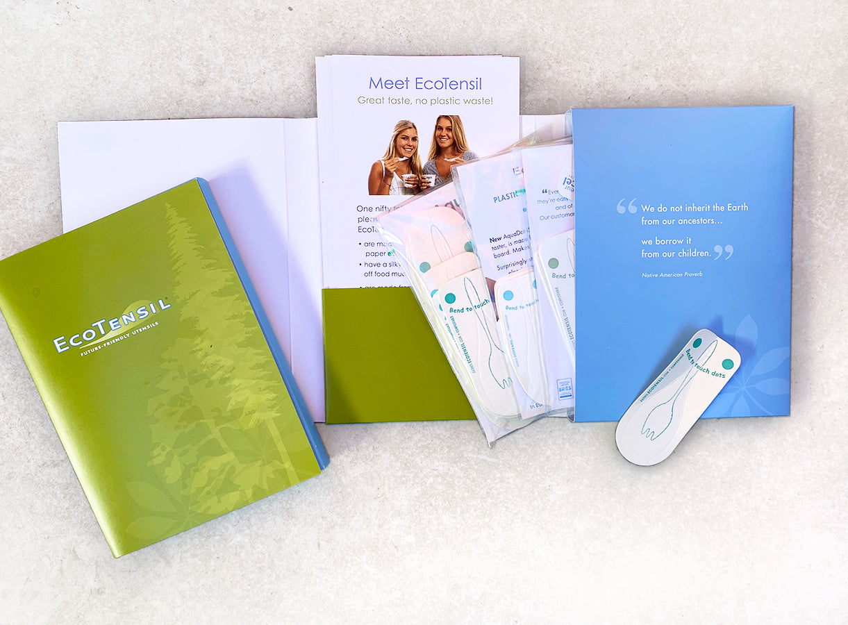 Sample kit of compostable, recyclable, SUPD compliant disposable paper cutlery, FREE with a shared shipping cost of €6
