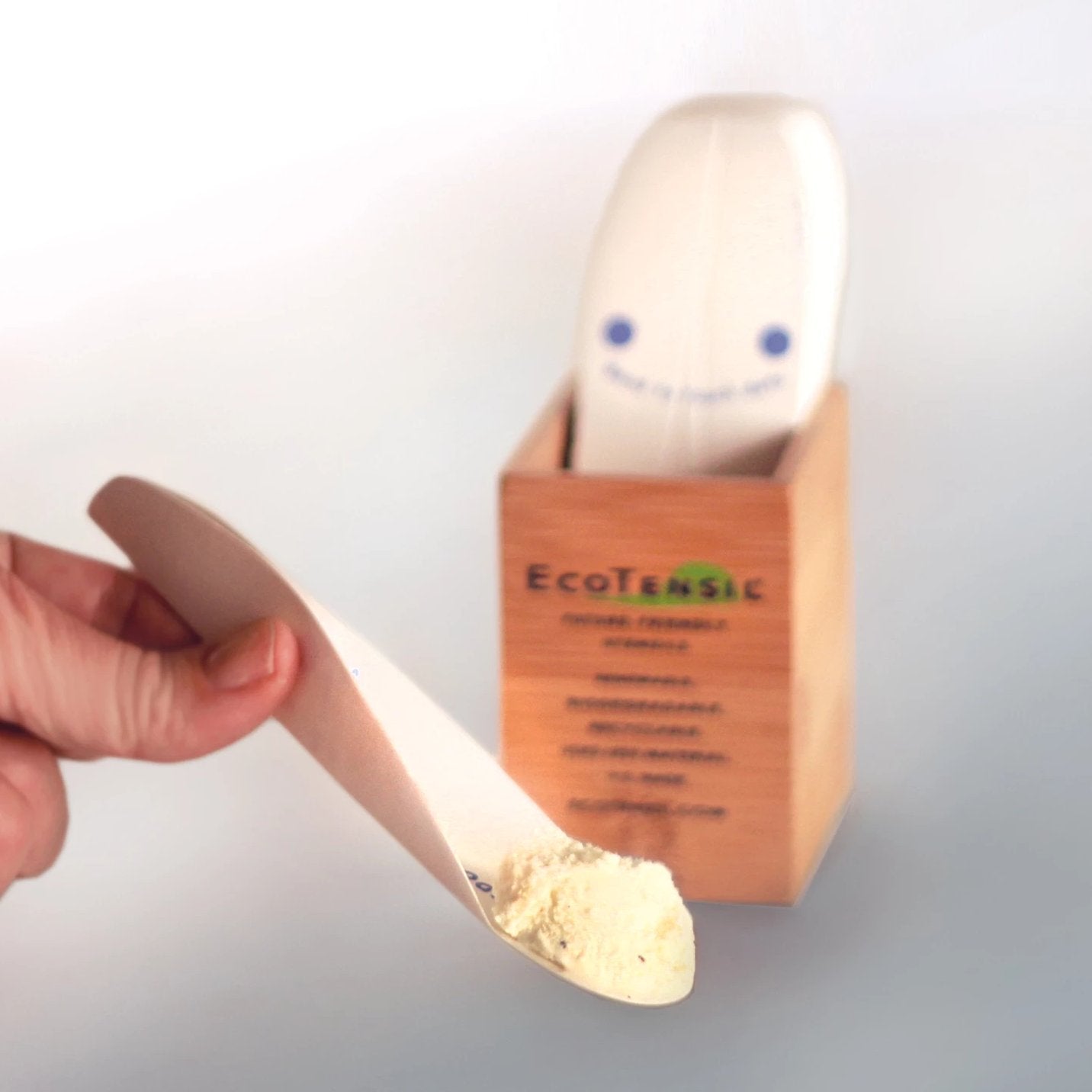 EcoTensil•5 (BlueDot™) Starter Kit: Case of 1,000 Sturdy Paper Spoons/Utensils 5" (127mm) Bamboo Dispenser Included