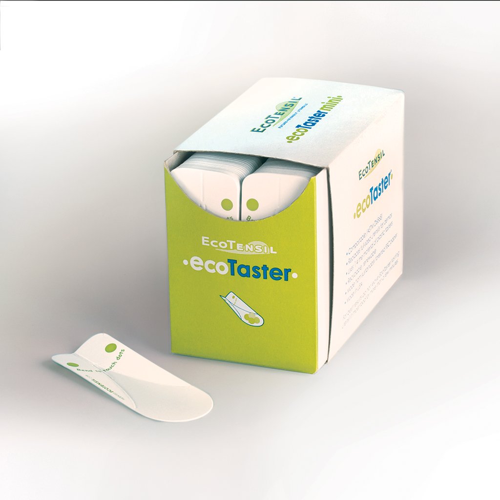 EcoTaster Mini Starter Kit comes with 1,000 compostable mini sampling spoons and a bamboo dispenser.