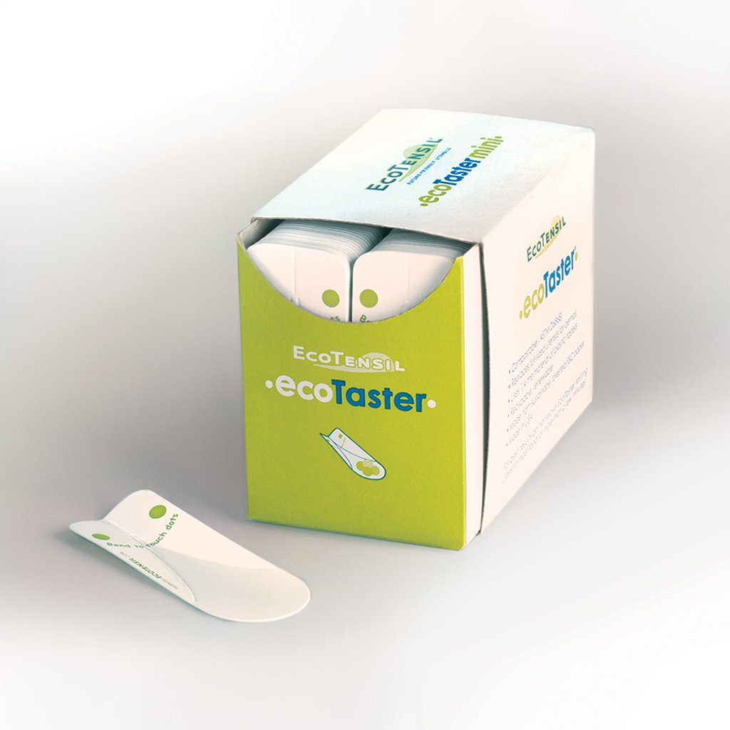 EcoTaster Mini sample spoon ships in The Cube in quantities of 2500, 5000 and 10,000.
